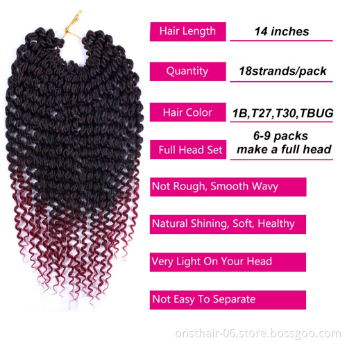 Bomb Twist Crochet Hair 14 Inch Spring Twist Crochet Braids 18 Roots Pre-looped Passion Twist Synthetic Braiding Hair Curly Ends